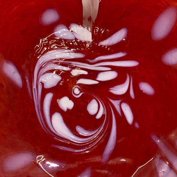 Glass Eye USA Red HEART SHAPED ART GLASS candy dish.  Valentines Day! - Picture 2 of 7